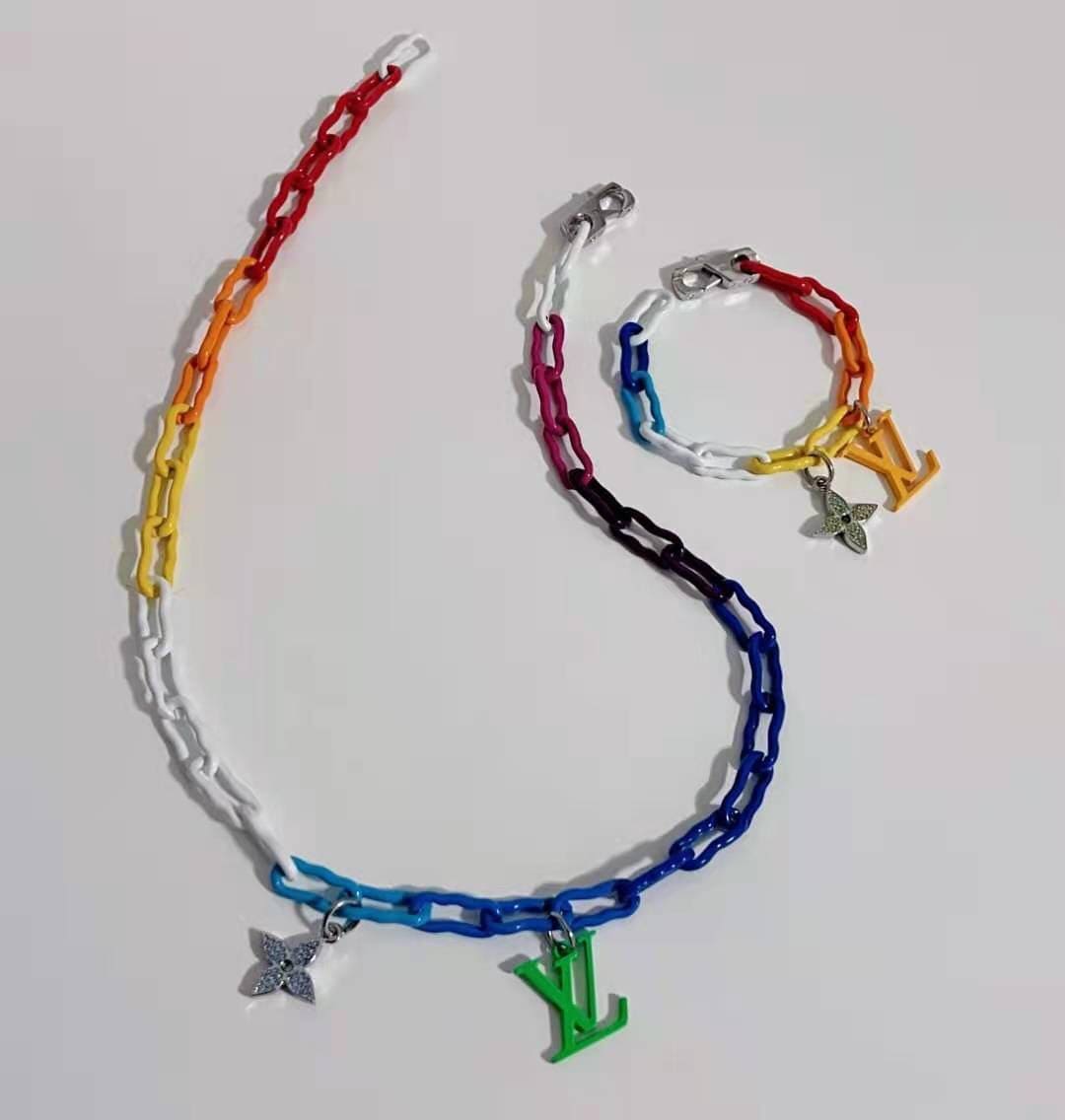 18K Louis Vuitton Rainbow Ceramic Chain Necklace