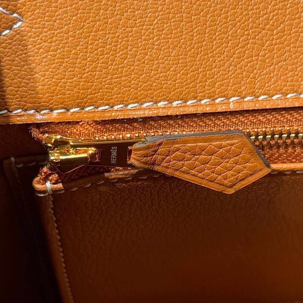 HERMES 25S MEDIUM BIRKIN 25 IN BURNT ORANGE CALFSKIN GOLD HARDWARE